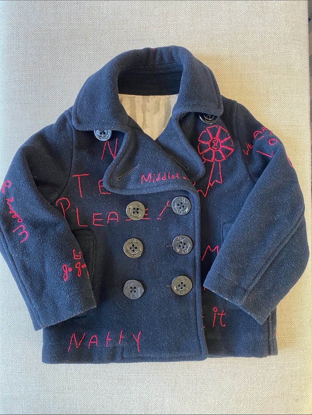 Go To Hollywood Kids Navy Blue Embroidered Peacoat Jacket Size 100/ US 3T/4T